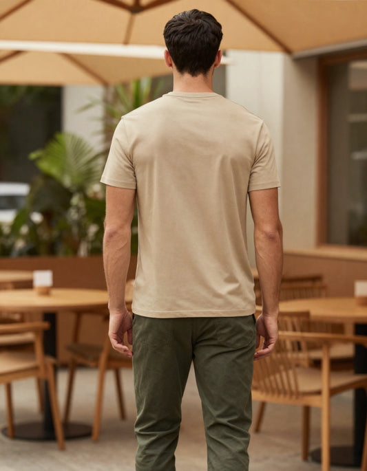 But First Coffee Beige Cotton T-Shirt