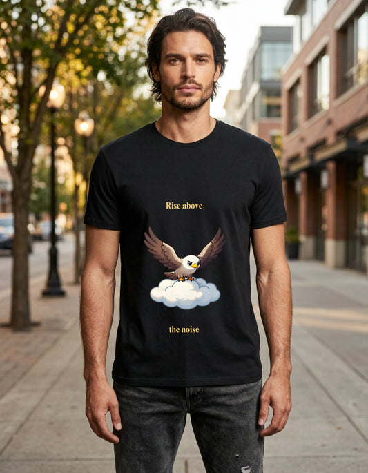 Rise Above Eagle Black T-Shirt (100% Supima Cotton)