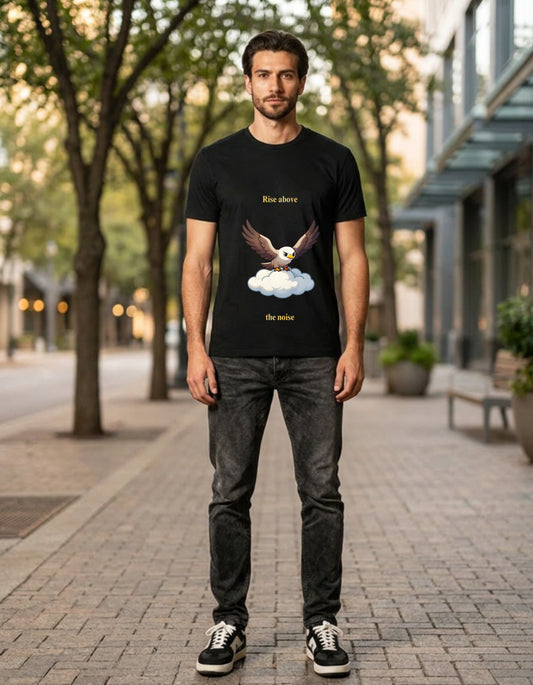 Rise Above Eagle Black T-Shirt (100% Supima Cotton)