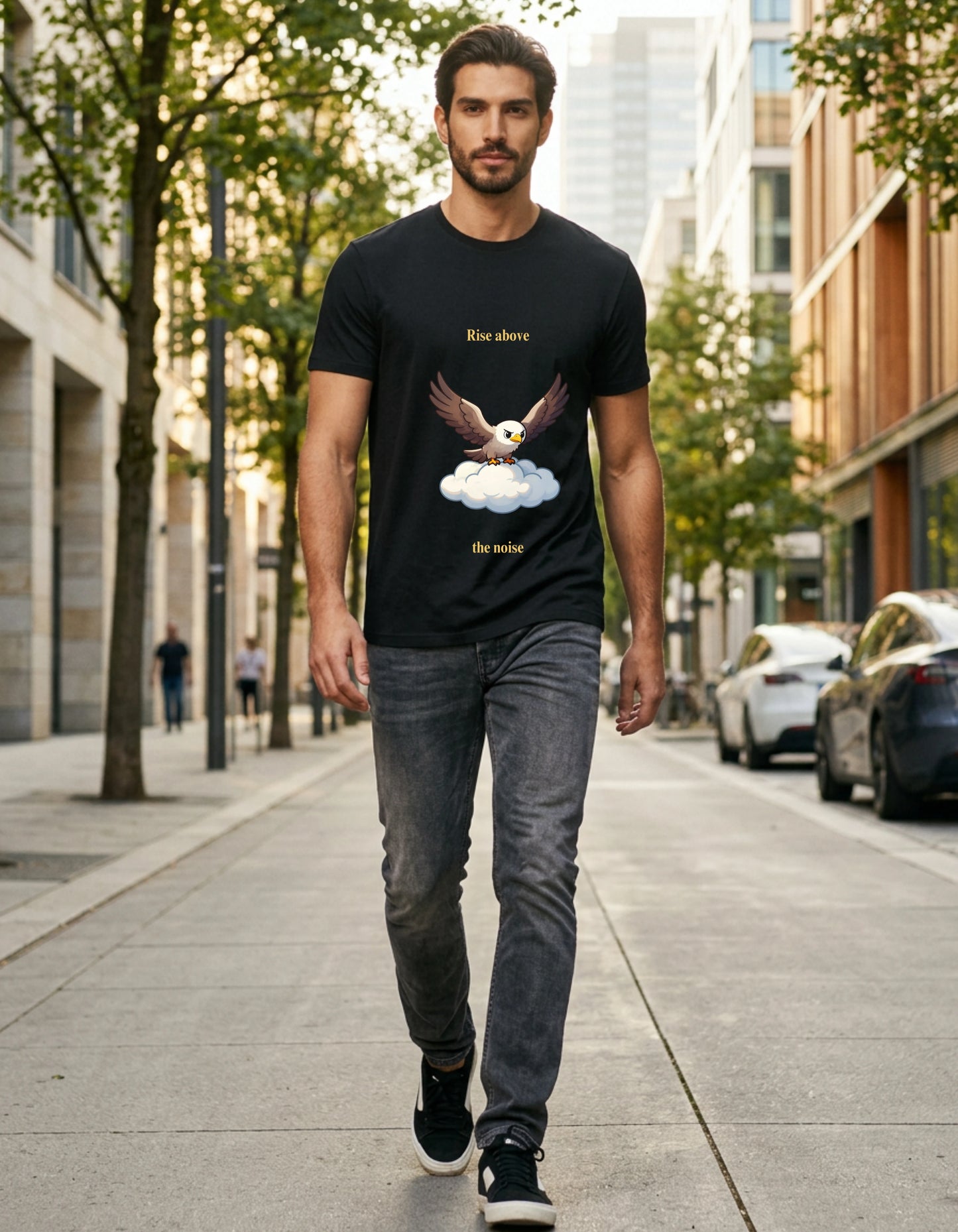 Rise Above Eagle Black T-Shirt (100% Supima Cotton)