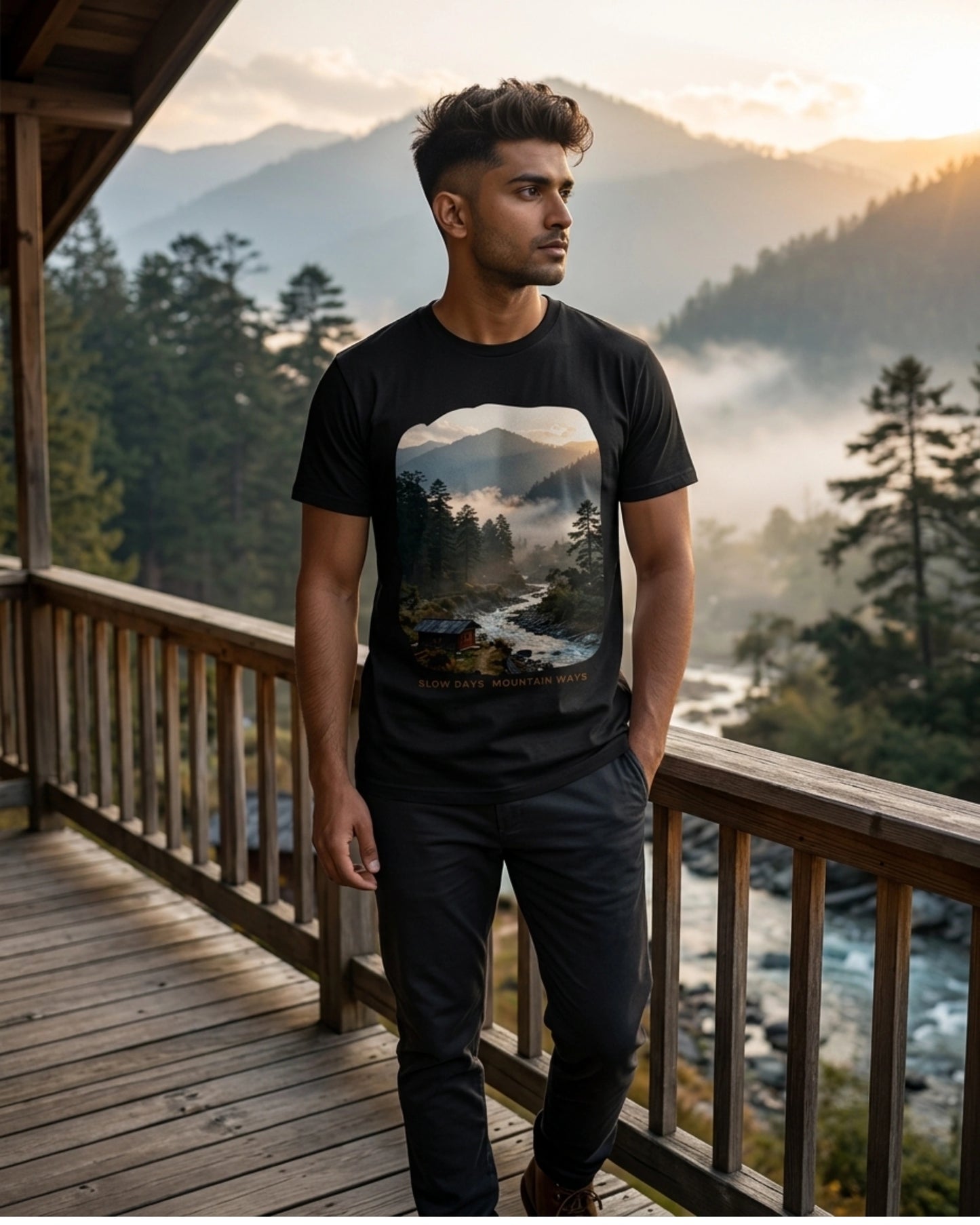 Mountain Path Graphic T-Shirt - Premium 100% Supima Cotton Tee