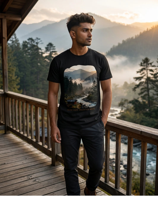 Mountain Path Graphic T-Shirt - Premium 100% Supima Cotton Tee