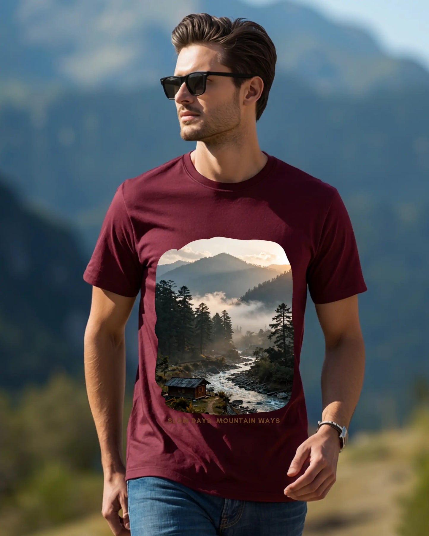 Mountain Path Graphic T-Shirt - Premium 100% Supima Cotton Tee