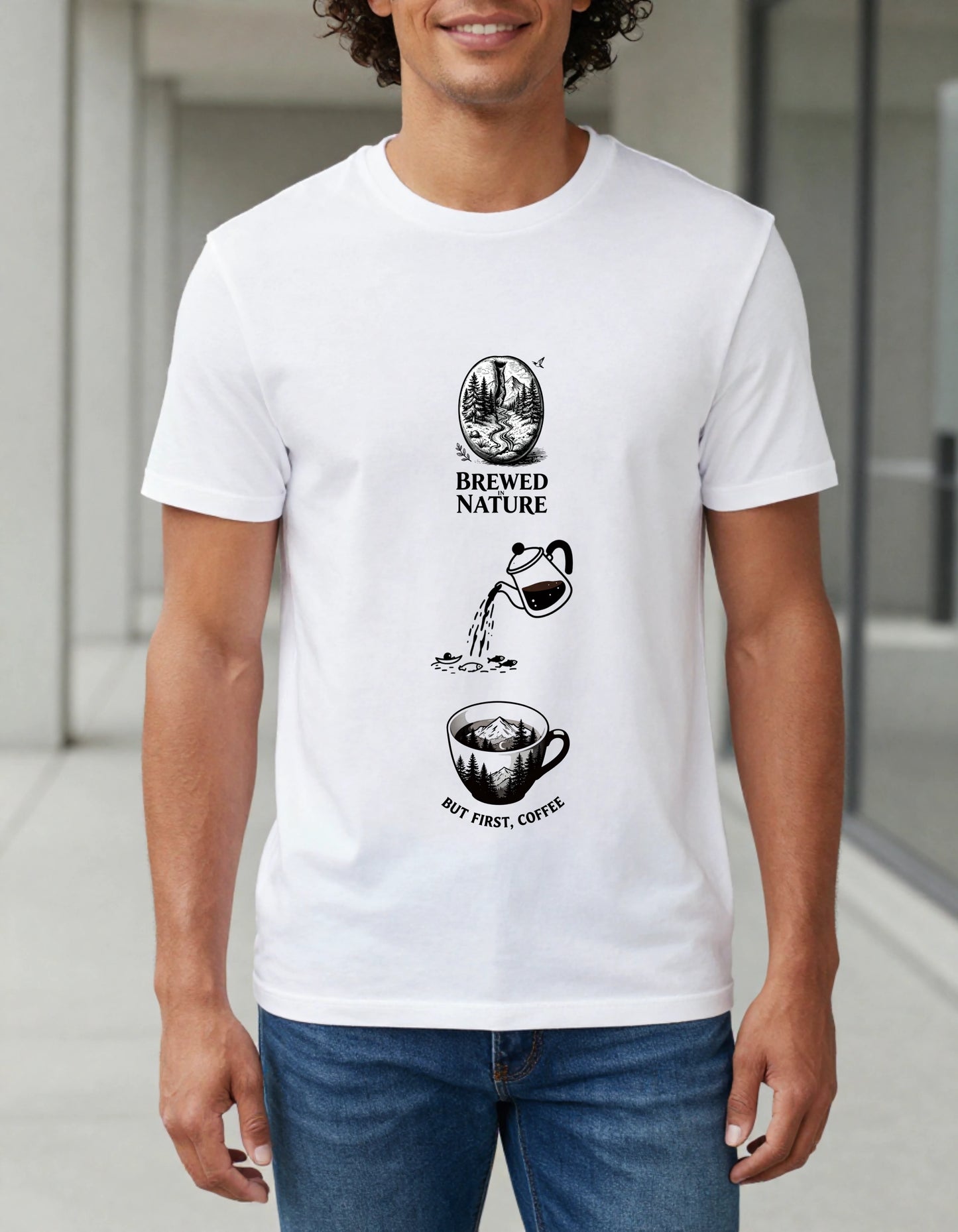 But First Coffee Graphic Cotton T-Shirt - White