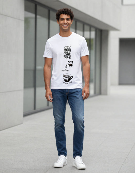 But First Coffee Graphic Cotton T-Shirt - White