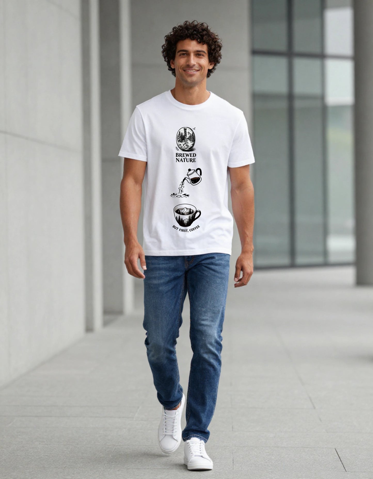 But First Coffee Graphic Cotton T-Shirt - White