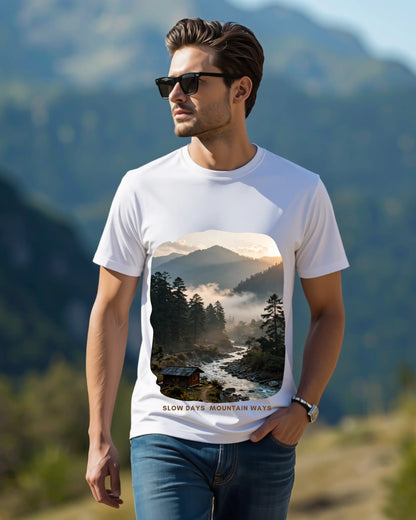 Mountain Path Graphic T-Shirt - Premium 100% Supima Cotton Tee